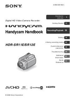 Sony HDR SR 11 manual. Camera Instructions.